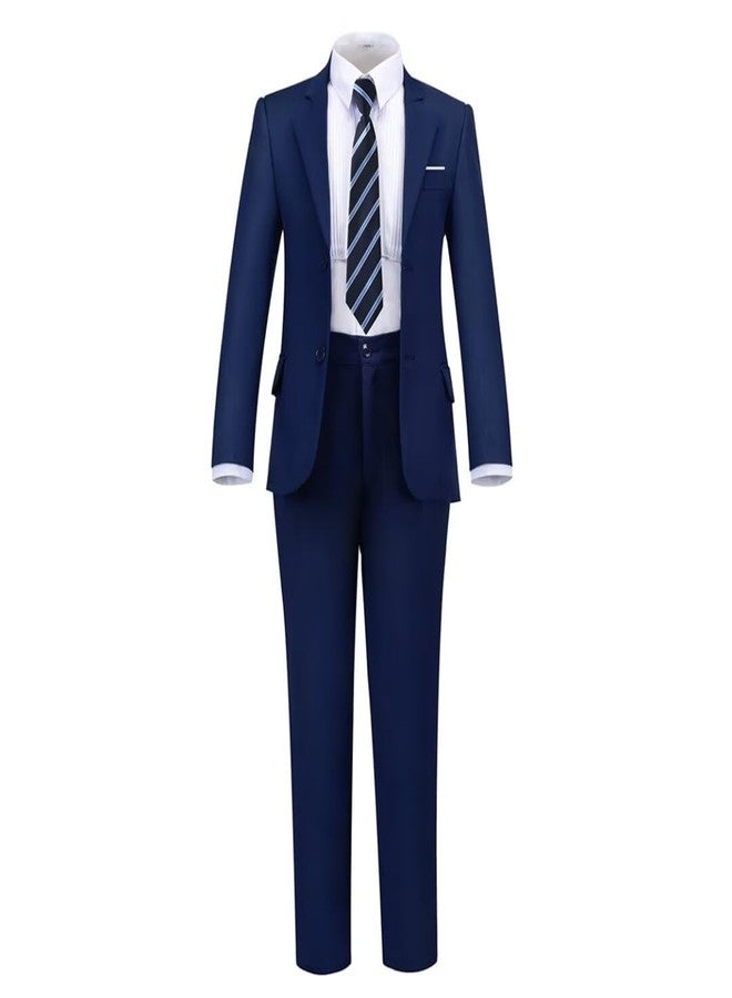 SaiLiiny Toddler Boys Suits Size 8 Navy Blue Kids Ring Bearer Outfits for Boy - Image 2